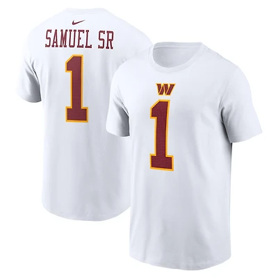 T-shirt Nike Deebo Samuel Sr pour homme, blanc, avec nom et numéro de joueur des Washington Commanders