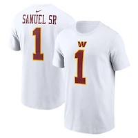 T-shirt Nike Deebo Samuel Sr pour homme, blanc, avec nom et numéro de joueur des Washington Commanders