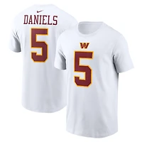 T-shirt Nike Jayden Daniels pour homme, blanc, avec nom et numéro de joueur des Washington Commanders