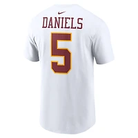 T-shirt Nike Jayden Daniels pour homme, blanc, avec nom et numéro de joueur des Washington Commanders