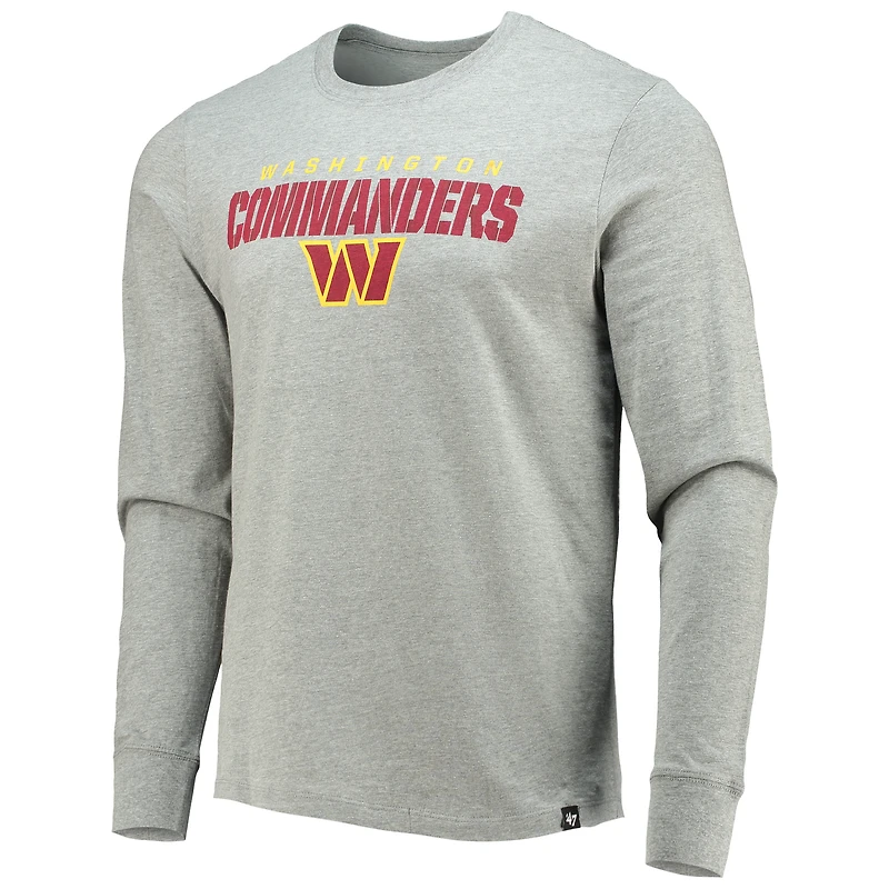T-shirt à manches longues Washington Commanders Traction Super Rival '47 gris chiné pour homme