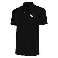 Men's Antigua Black Washington Commanders Metallic Logo Tribute Polo