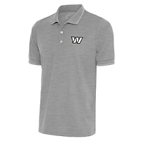 Polo gris chiné Antigua pour homme avec logo métallisé des Washington Commanders