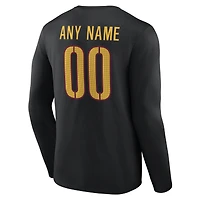 T-shirt à manches longues authentique et personnalisé avec nom numéro de l'équipe des Washington Commanders, noir, pour homme