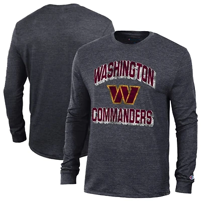 Men's Champion Black Washington Commanders Ultimate Tri-Blend Long Sleeve T-Shirt
