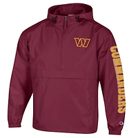Men's Champion Burgundy Washington Commanders Packable Hooded Windbreaker Half-Zip Jacket
