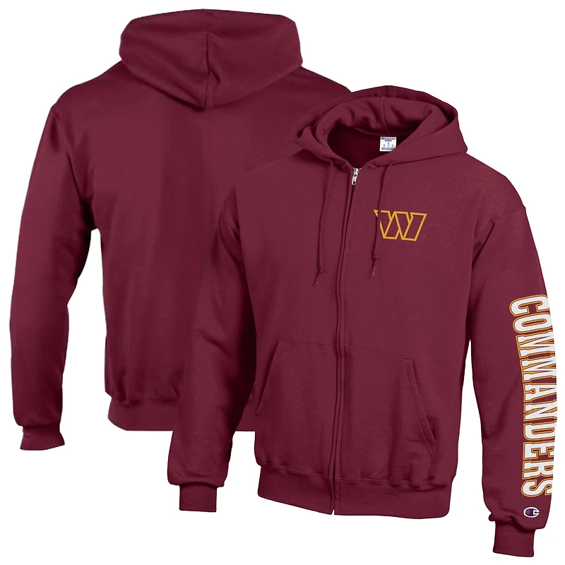 Men's Champion  Burgundy Washington Commanders Powerblend Fleece Full-Zip Hoodie
