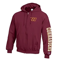 Men's Champion  Burgundy Washington Commanders Powerblend Fleece Full-Zip Hoodie