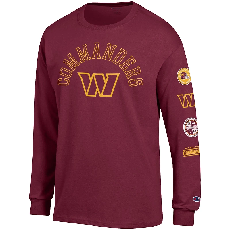 T-shirt à manches longues Champion Burgundy Washington Commanders Seal pour homme