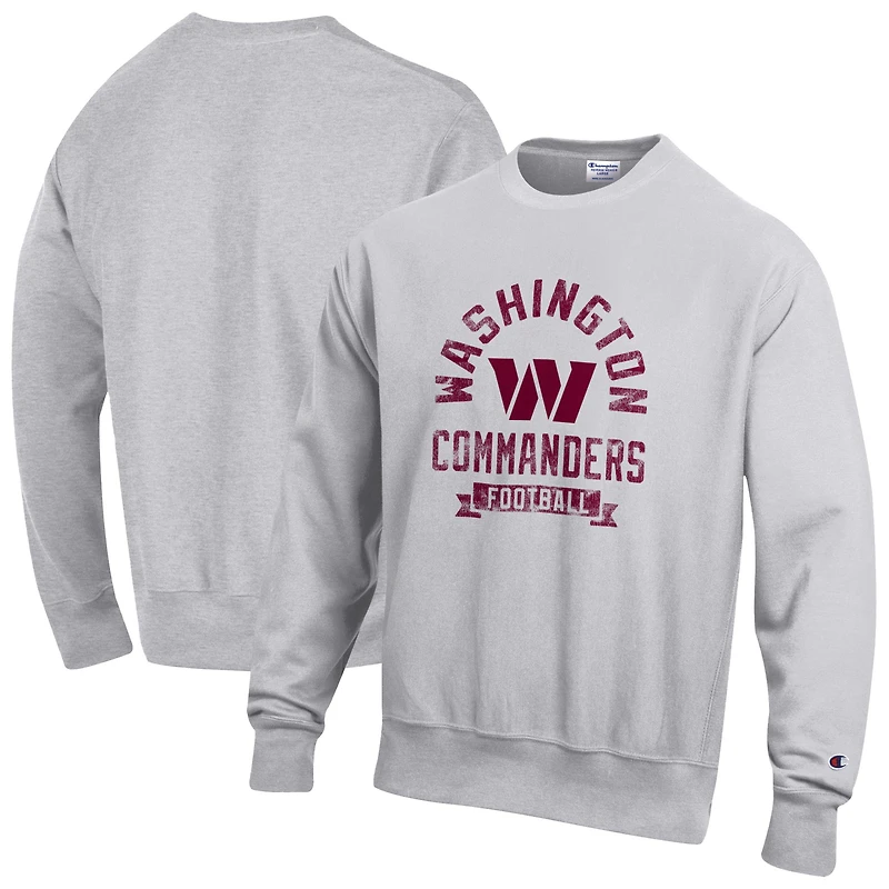 Sweat-shirt en polaire à tissage inversé Champion Heather Gray pour homme des Washington Commanders