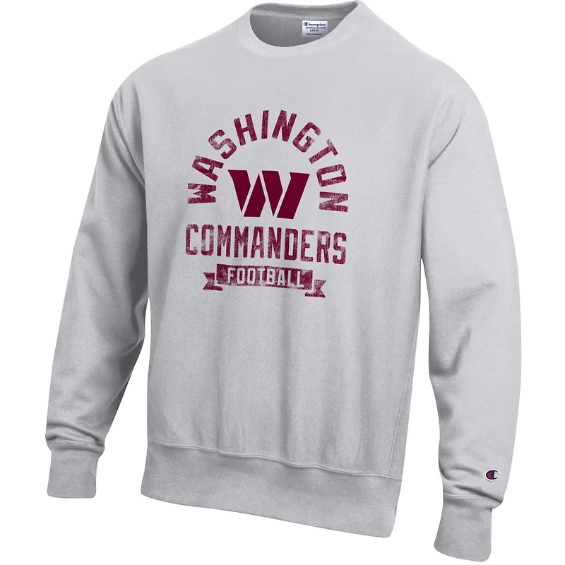 Sweat-shirt en polaire à tissage inversé Champion Heather Gray pour homme des Washington Commanders