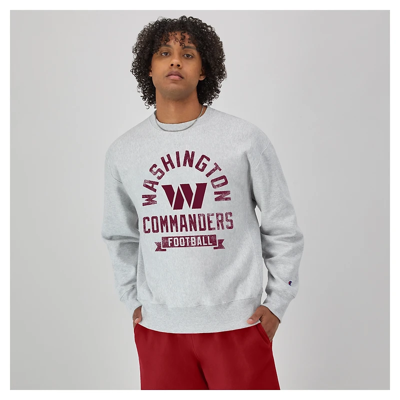 Men's Champion  Heather Gray Washington Commanders Reverse Weave Fleece Pullover Sweatshirt