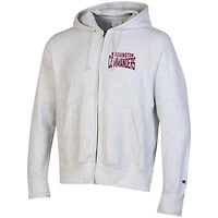 Men's Champion Heather Gray Washington Commanders Reverse Weave Full-Zip Hoodie