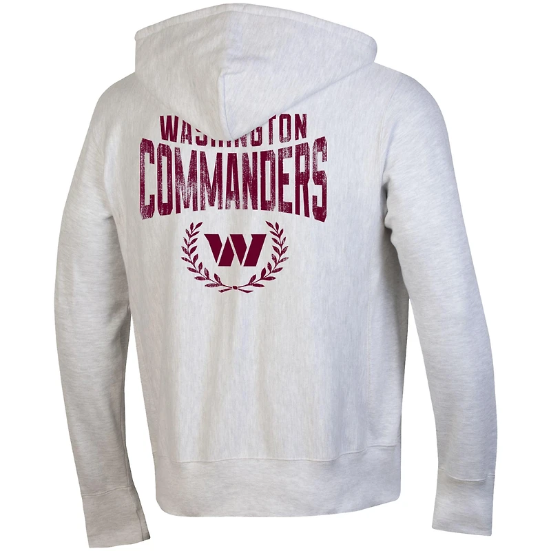 Men's Champion Heather Gray Washington Commanders Reverse Weave Full-Zip Hoodie