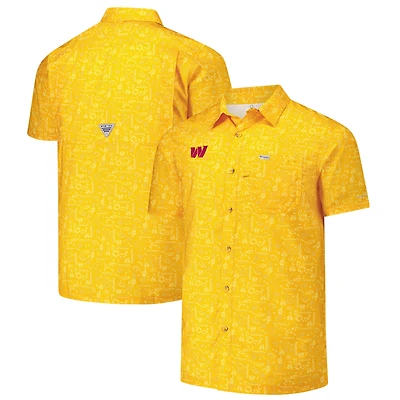 Chemise boutonnée Columbia PFG Gold Washington Commanders Super Slack Tide Omni-Wick pour homme