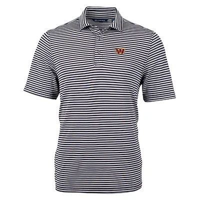Polo à rayures en piqué écologique pour homme, coloris noir, de la collection Washington Commanders, Cutter & Buck, Virtue