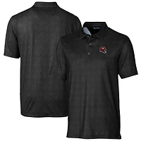 Men's Cutter & Buck  Black Washington Commanders Helmet Micro Floral Print Stretch Polo