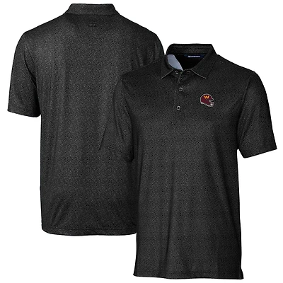 Polo extensible à imprimé micro-fleurs pour homme, noir, Cutter & Buck, Washington Commanders Helmet