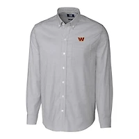 Chemise boutonnée à manches longues et rayures extensibles en oxford pour homme, couleur anthracite, style Washington Commanders.