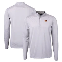Pull-over zippé recyclé à micro-rayures et piqué écologique pour homme, gris/blanc, des Washington Commanders, Cutter & Buck