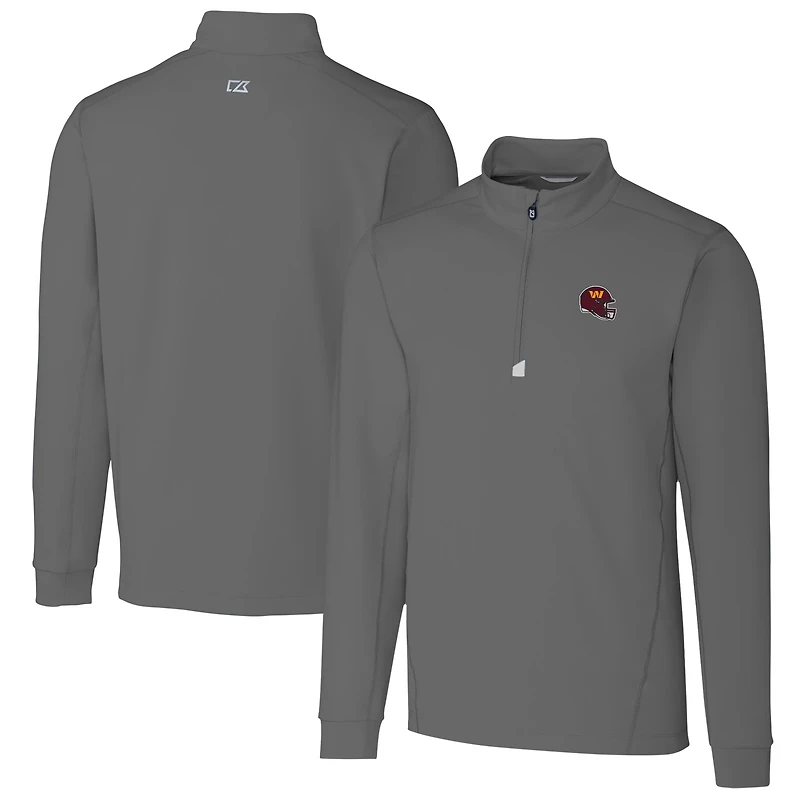 Pull-over gris à fermeture éclair quart de tour pour homme, style Washington Commanders, Cutter & Buck