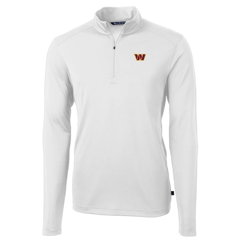 Men's Cutter & Buck White Washington Commanders Big Tall Virtue Eco Pique Quarter-Zip Pullover Jacket