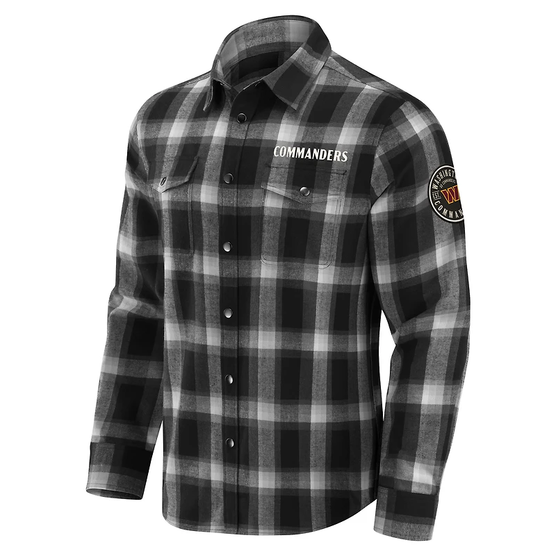 Men's Darius Rucker Collection by Fanatics Black Washington Commanders Flannel Plaid Full-Snap Shirt