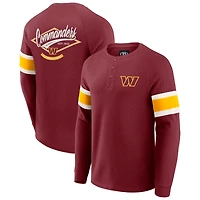 T-shirt Henley à manches longues et col raglan gaufré pour homme, collection Darius Rucker par Fanatics, bordeaux, Washington Commanders