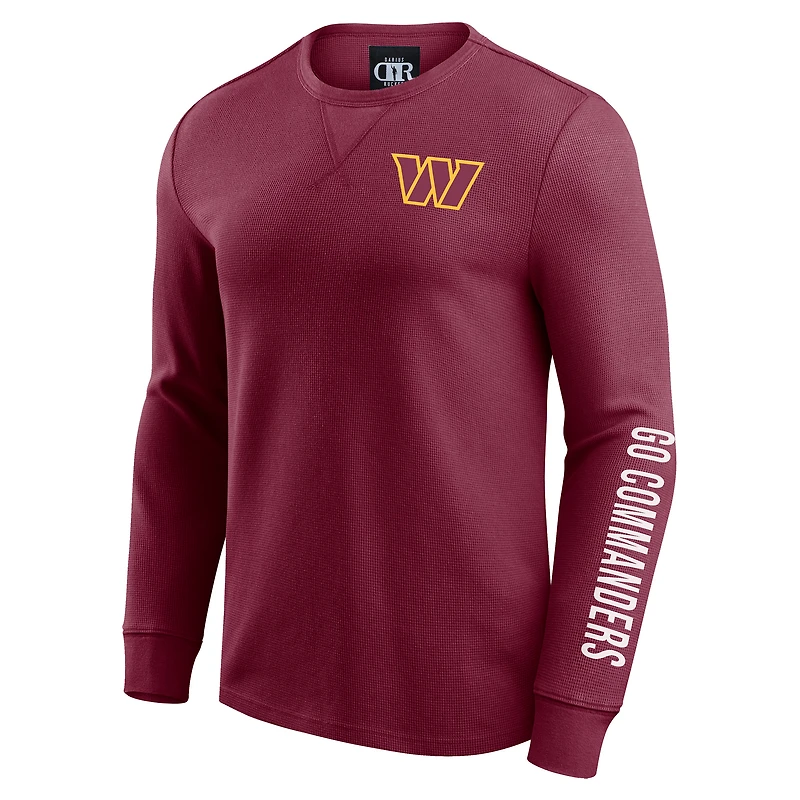Men's Darius Rucker Collection by Fanatics Burgundy Washington Commanders Washed Waffle-Knit Long Sleeve T-Shirt