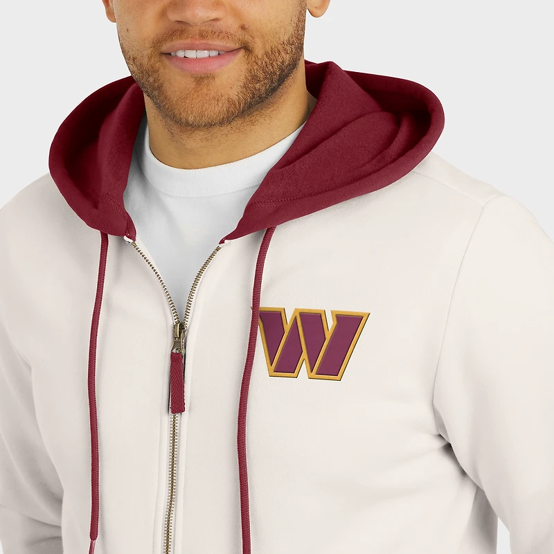 Sweat à capuche zippé pour homme de la collection Darius Rucker Fanatics, crème, Washington Commanders, imprimé vieilli