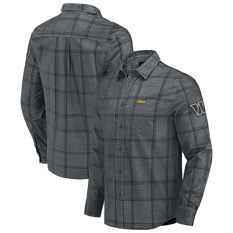 Men's Darius Rucker Collection by Fanatics Gray Washington Commanders Micro Corduroy Plaid Button Up Shirt