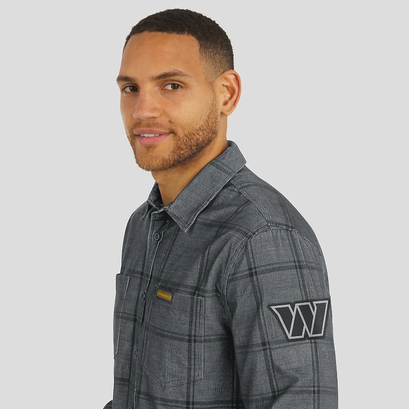 Men's Darius Rucker Collection by Fanatics Gray Washington Commanders Micro Corduroy Plaid Button Up Shirt