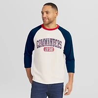 T-shirt raglan manches 3/4 pour homme, collection Darius Rucker par Fanatics, blanc/marine, Washington Commanders Americana