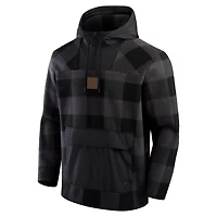 Men's Fanatics Black Washington Commanders Elements Plaid Polar Fleece Quarter-Zip Hoodie