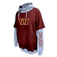Sweat à capuche Fanatics bordeaux/gris chiné pour homme, taille grande et grande, Washington Commanders Twofer