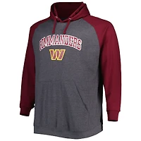 Men's Fanatics Burgundy/Heathered Charcoal Washington Football Team Big & Tall Lightweight Raglan Pullover Hoodie