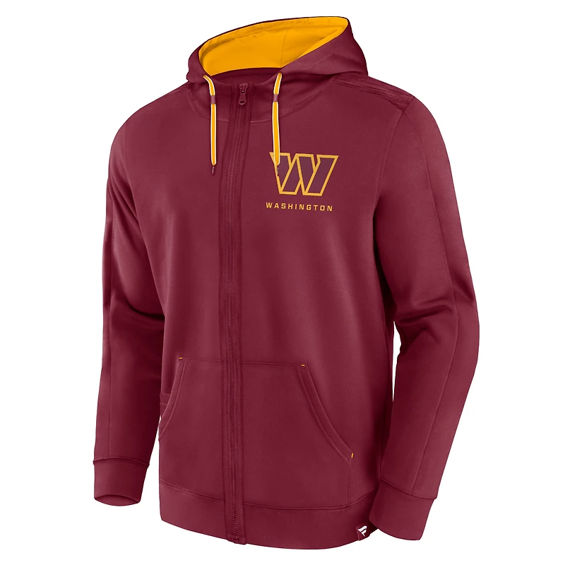 Sweat à capuche entièrement zippé Fanatics pour hommes bordeaux Washington Commanders Defender Evo