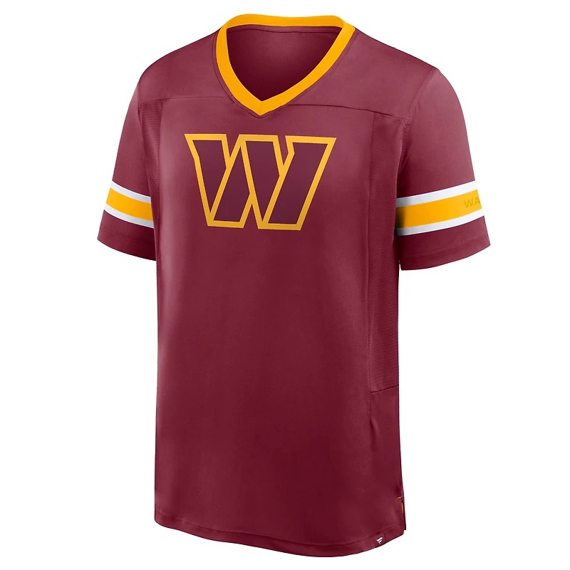 T-shirt col V Premium Hashmark Fanatics Bordeaux Washington Commanders pour homme
