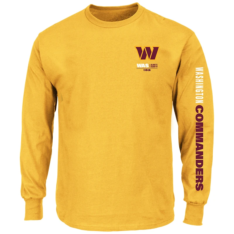 T-shirt à manches longues Fanatics Gold Washington Commanders Big & Tall Clock Management Legacy pour homme