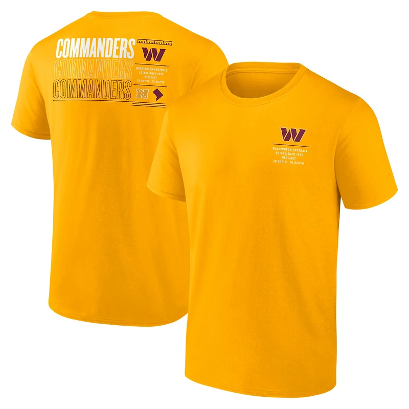 T-shirt Fanatics Gold Washington Commanders Repeat Stats pour hommes