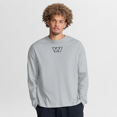 Men's Fanatics Gray Washington Commanders Oversized Type Play Long Sleeve T-Shirt