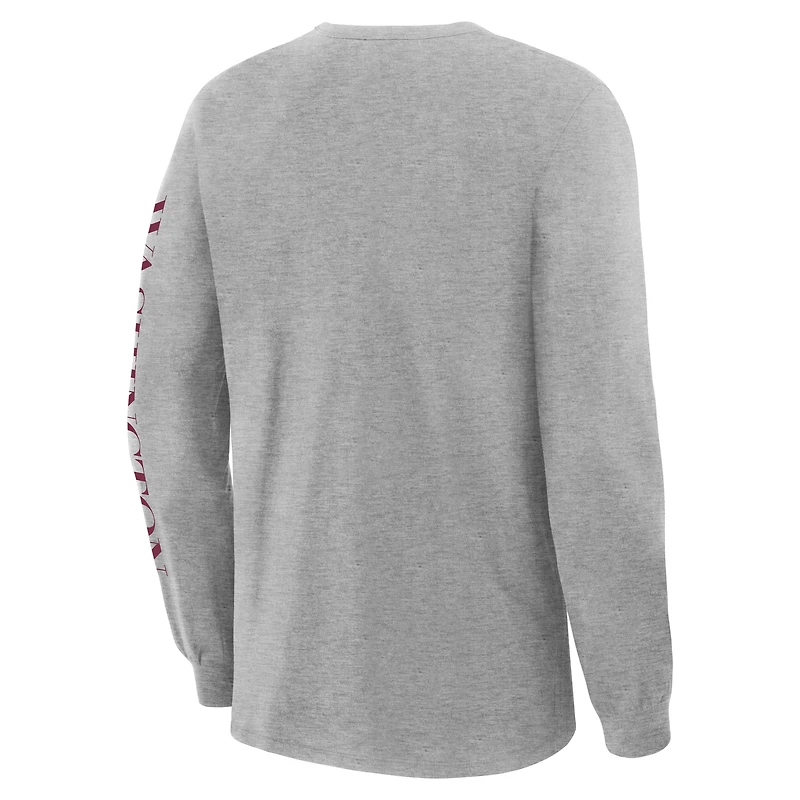 Men's Fanatics Heather Gray Washington Commanders Hometown Sweep Legacy Long Sleeve T-Shirt