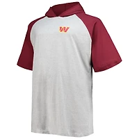 Men's Fanatics Heathered Gray/Burgundy Washington Commanders Big & Tall Raglan Pullover Short Sleeve Hoodie
