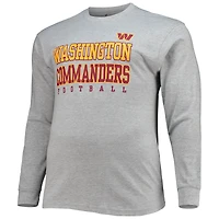 T-shirt à manches longues Fanatics Heathered Grey Washington Commanders Big & Tall Practice pour hommes