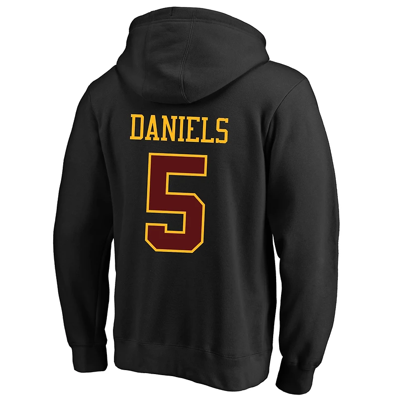 Sweat à capuche polaire Fanatics Jayden Daniels noir Washington Commanders pour homme, grandes tailles, avec nom et numéro