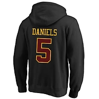 Sweat à capuche polaire Fanatics Jayden Daniels noir Washington Commanders pour homme, grandes tailles, avec nom et numéro