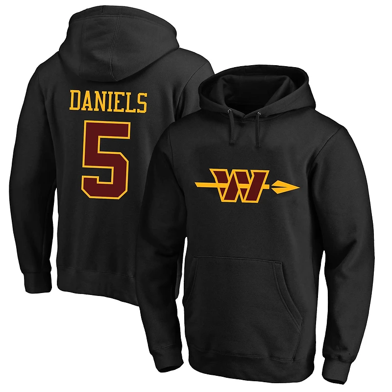 Men's Fanatics Jayden Daniels Black Washington Commanders Big & Tall Name Number Fleece Hoodie