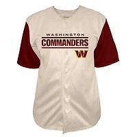 Chemise boutonnée de baseball Jayden Daniels crème pour hommes, Washington Commanders, grande taille