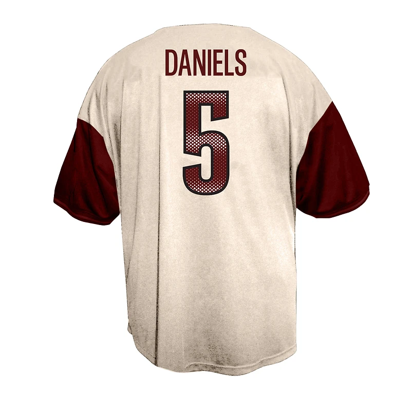 Chemise boutonnée de baseball Jayden Daniels crème pour hommes, Washington Commanders, grande taille