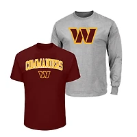 Men's Fanatics  Maroon/Heather Gray Washington Commanders Big & Tall 2-Pack T-Shirt Set